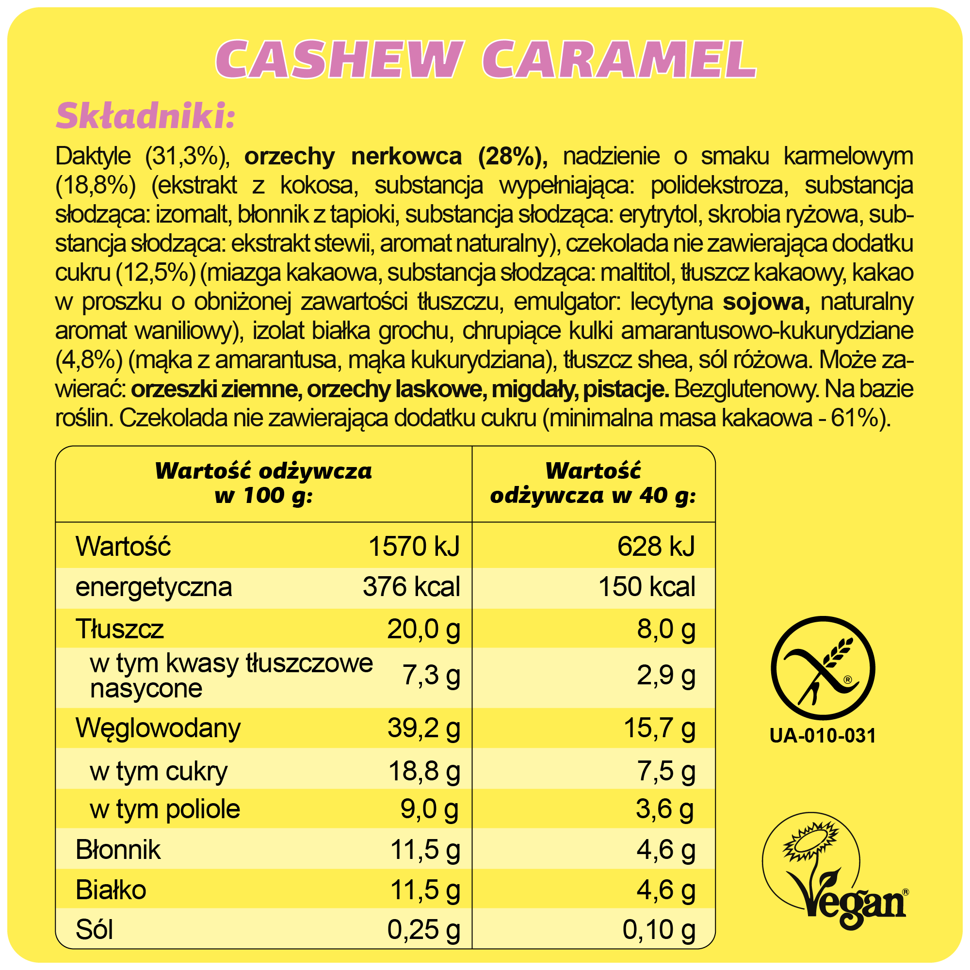 FIZI baton w polewie czekoladowej CASHEW CARAMEL 40g