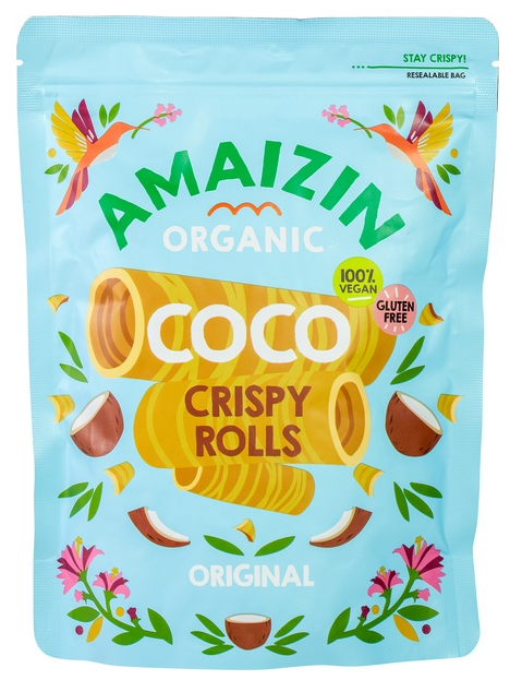 Rurki waflowe kokosowe bezglutenowe BIO 140g Amaizin