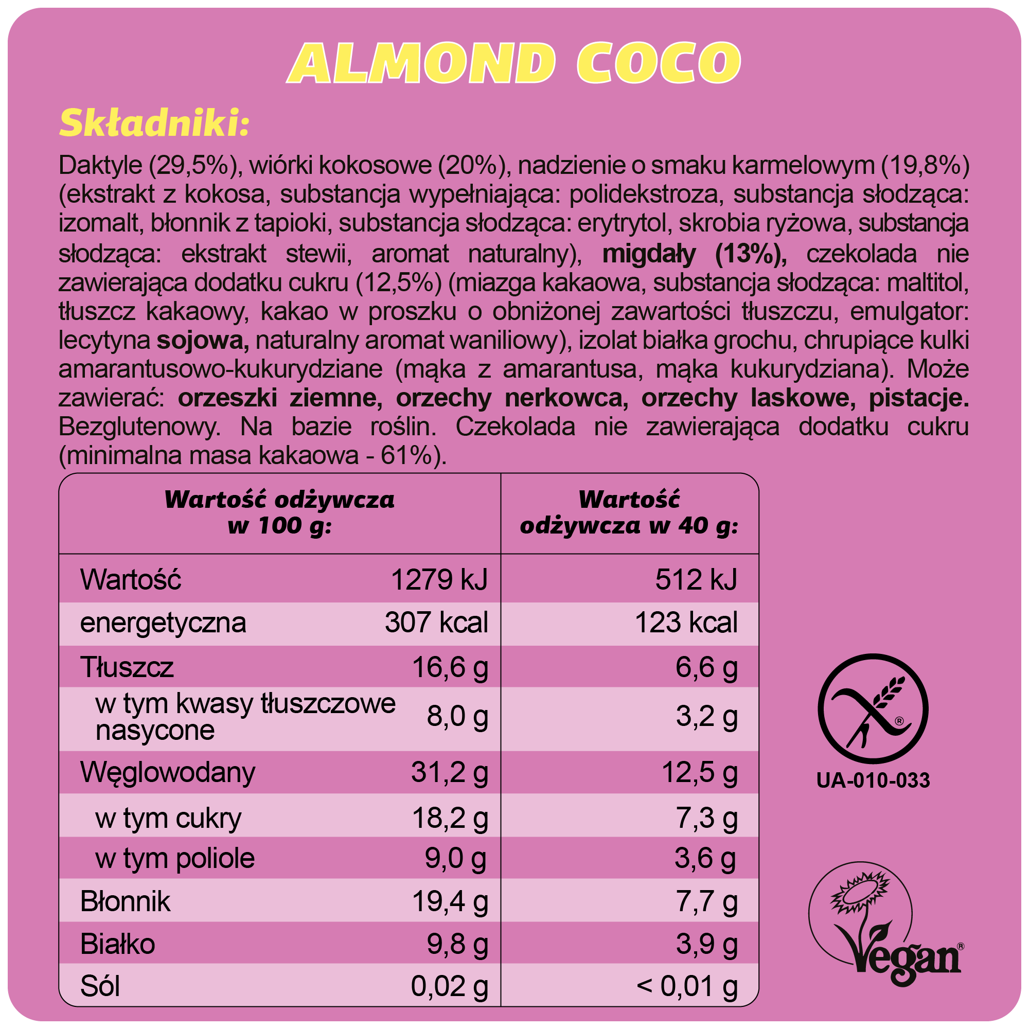 FIZI baton w polewie czekoladowej ALMOND COCO 40g