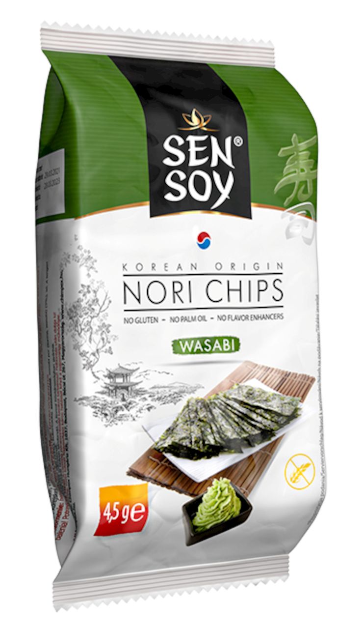 Chipsy z nori wasabi bezglutenowe 4,5g SEN SOY
