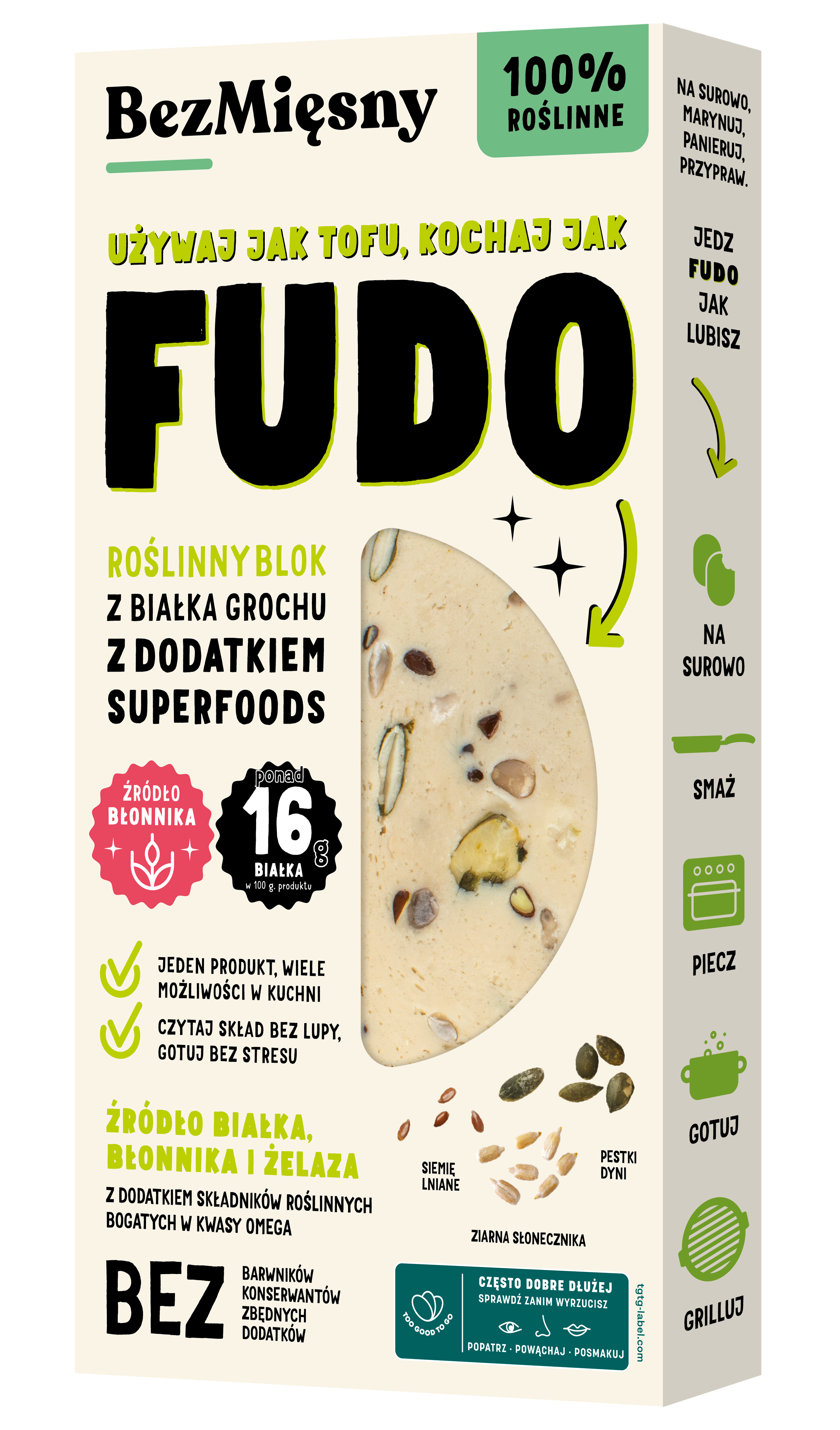 FUDO Roślinny blok z białka grochu z dodatkiem superfoods Bezmięsny 180g