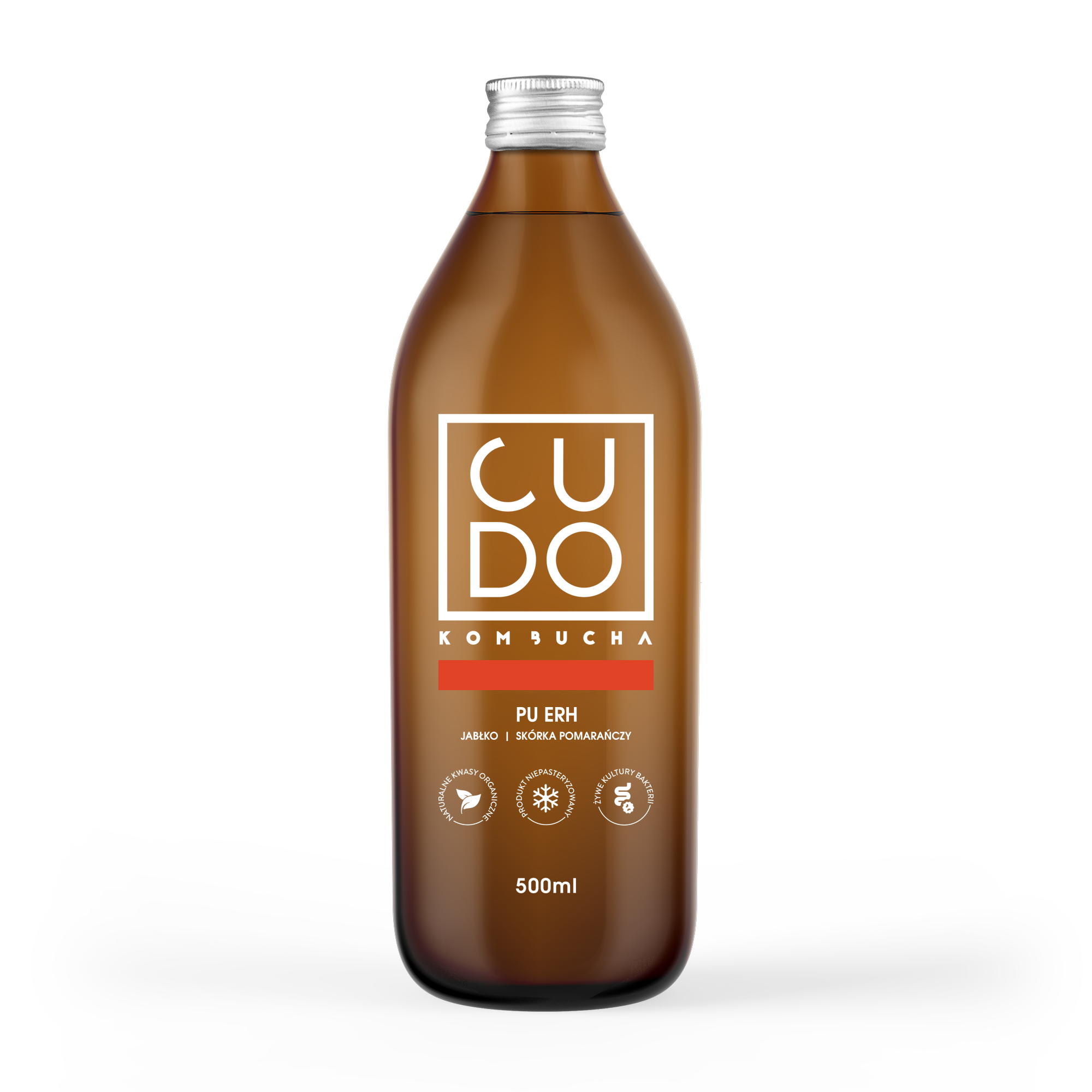 CUDO Kombucha Pu Erh jabłko i skórka pomarańczowa 500 ml