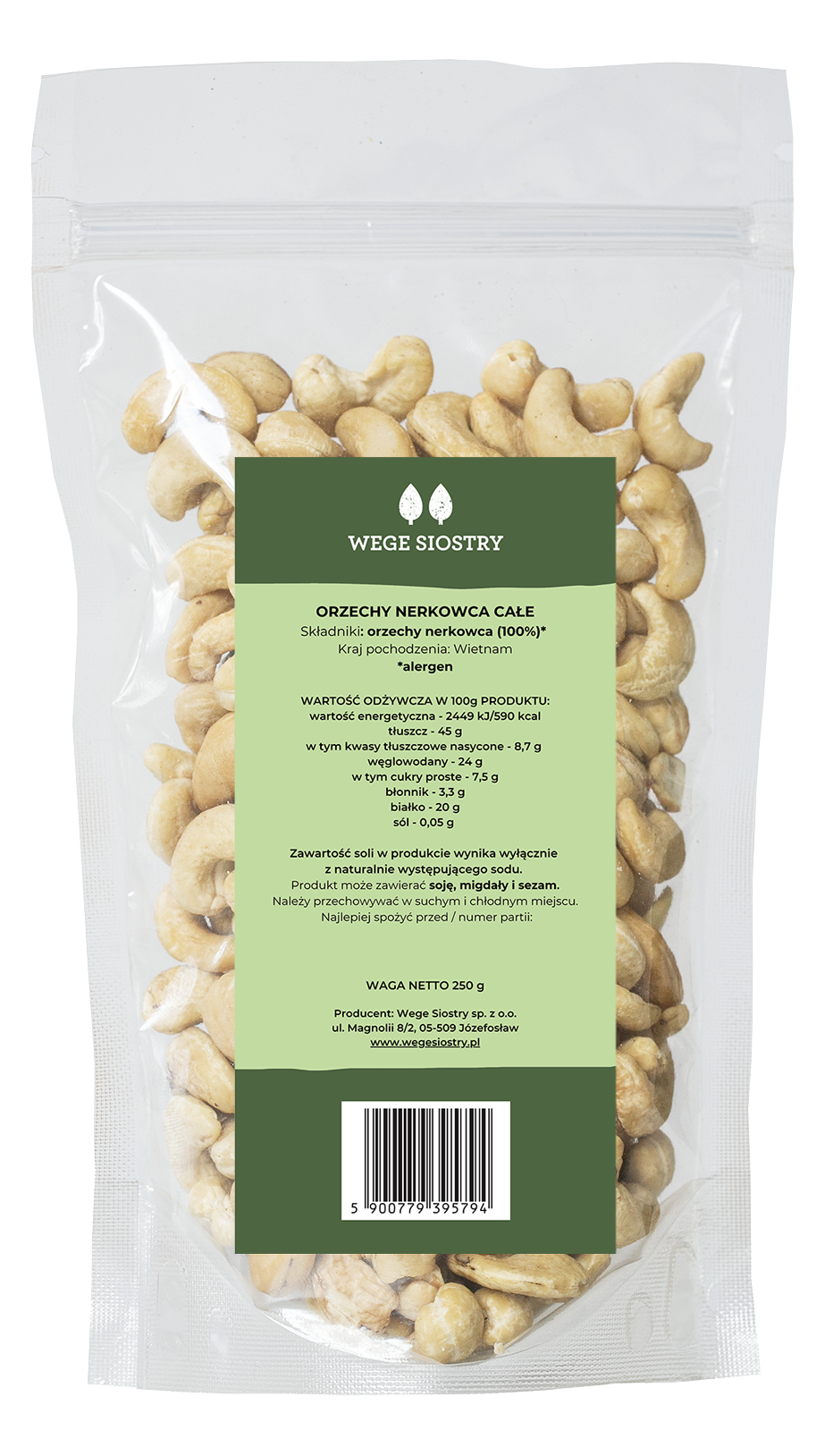 Wege Siostry Orzechy Nerkowca całe 250 g