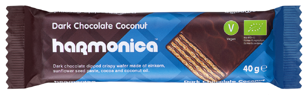 Wafelek kokosowo-kakaowy w polewie czekoladowej BIO 40g Harmonica