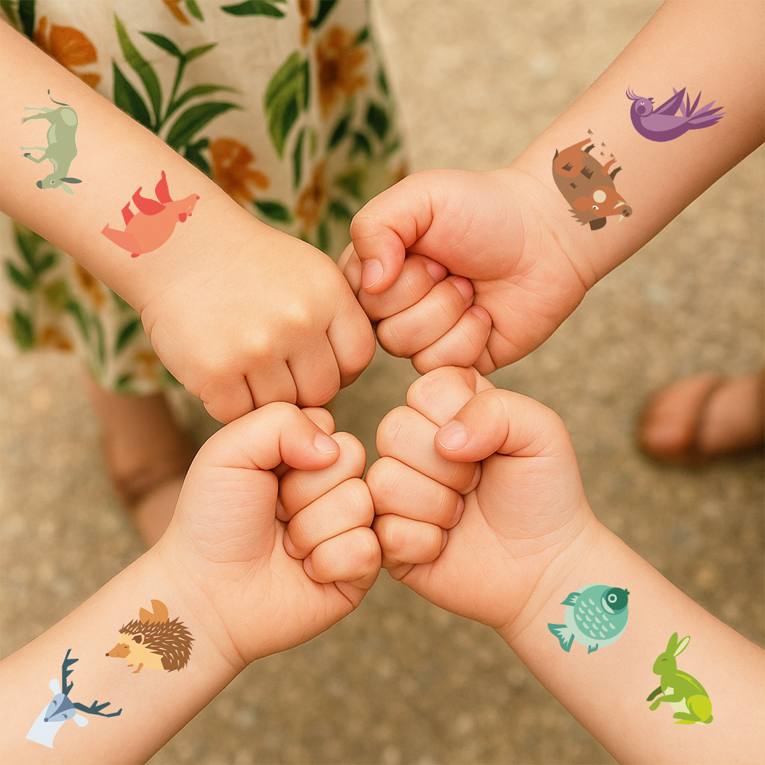 Tatuaże zmywalne z bohaterami Toczonych Wege Siostry 9 sztuk (1 arkusz)