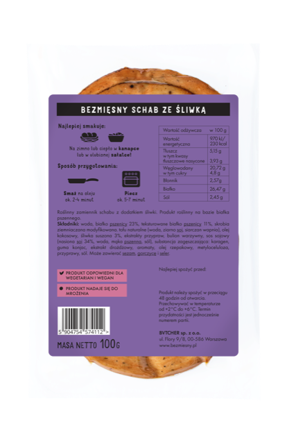 Roślinny schab ze śliwką 100g Bezmięsny