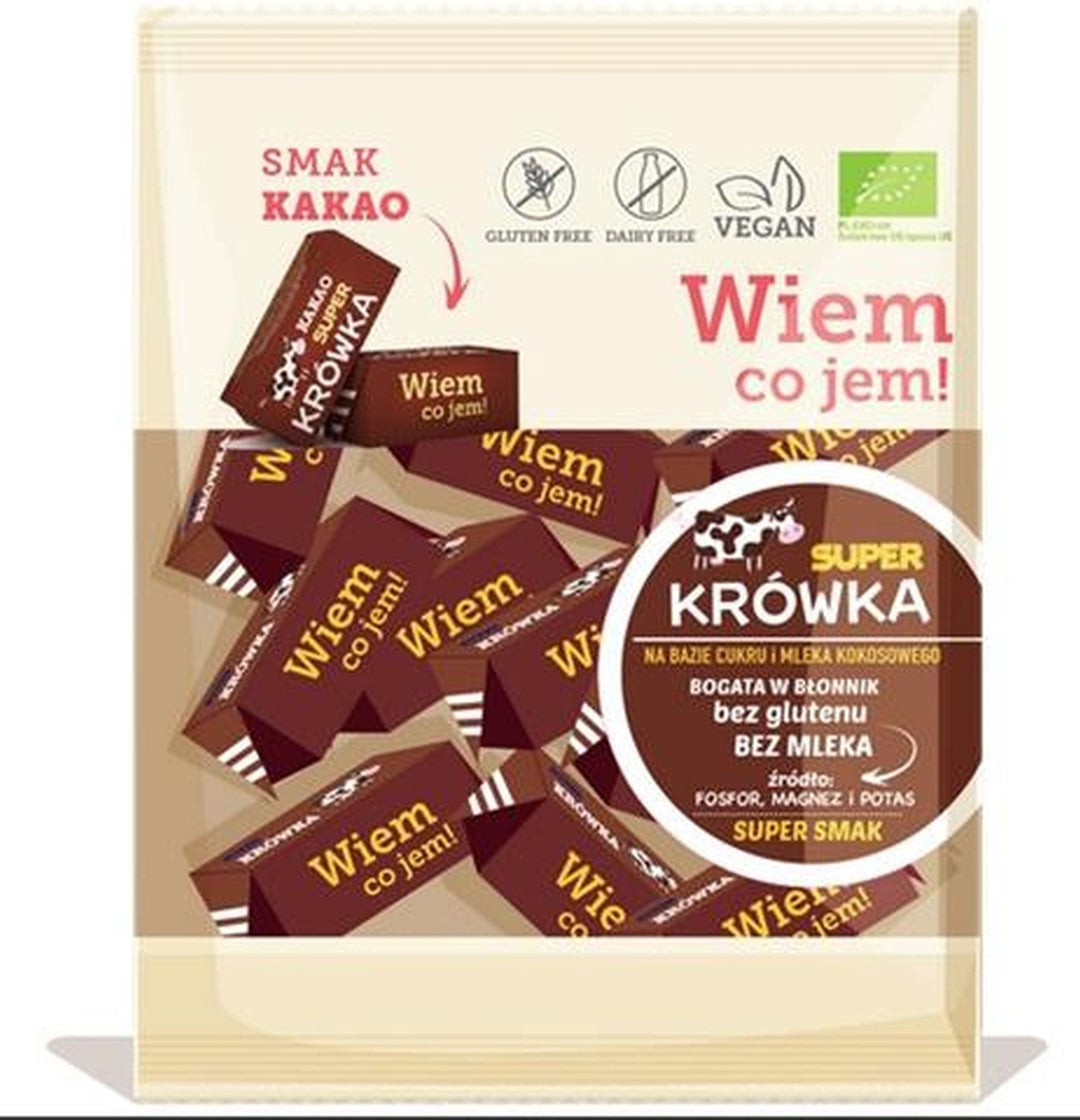 Krówki bezmleczne kakaowe bezglutenowe BIO 150g Super Krówka