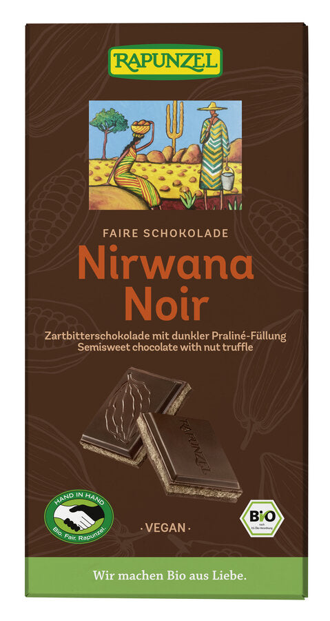Czekolada gorzka z nadzieniem pralinowym NIRWANA BIO 100 g RAPUNZEL