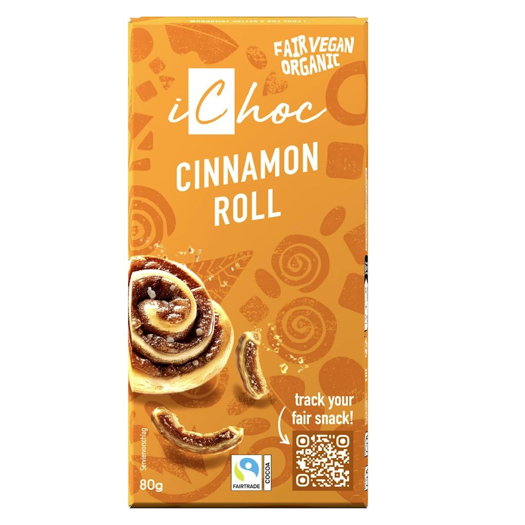 Tabliczka kakaowa z cynamonem i kawałkami wafli Fair Trade BIO 80 g ICHOC (produkt sezonowy)
