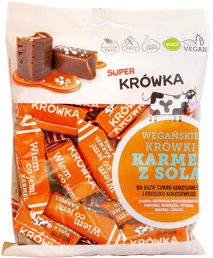 Krówki bezmleczne karmel z solą bezglutenowe BIO 150g Super Krówka