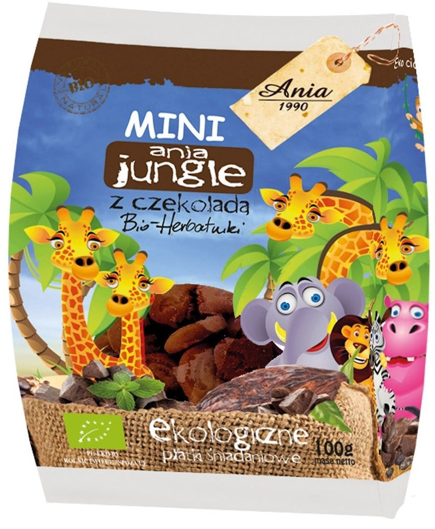 Herbatniki mini jungle z czekoladą BIO 100g ANIA