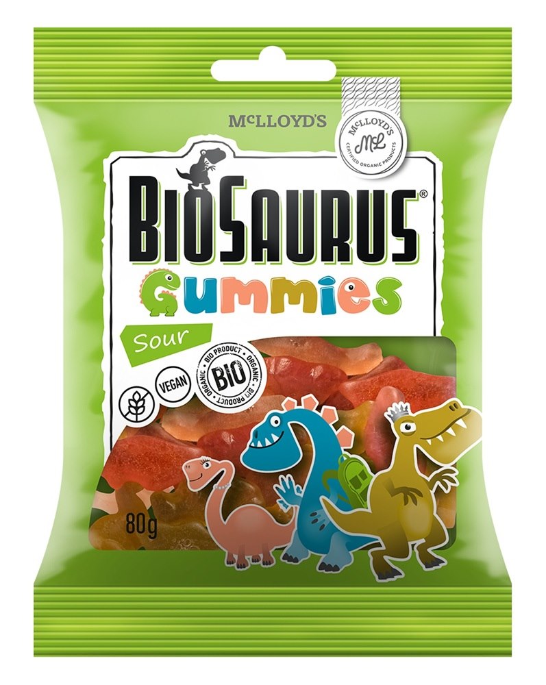 Żelki kwaśne bezglutenowe BIO 80 g BioSaurus