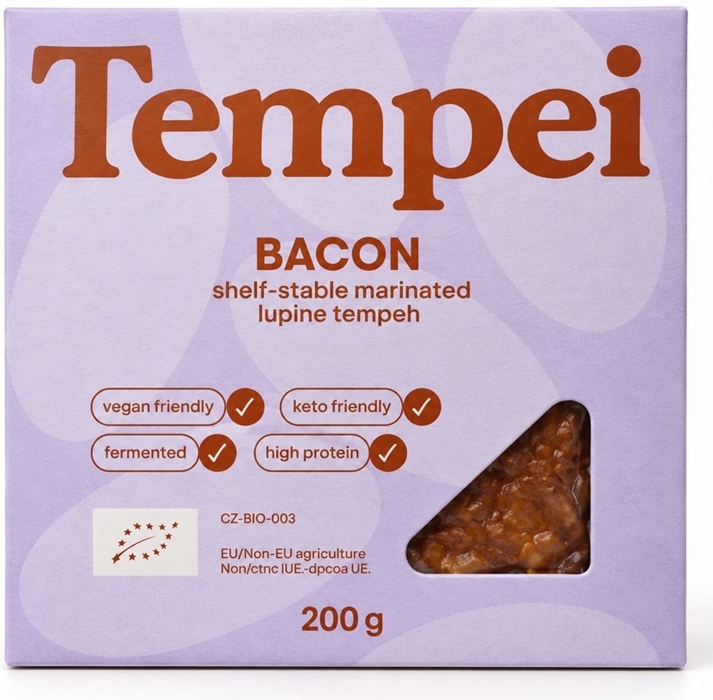 Tempeh z łubinu marynowany o smaku beconu 200 g TEMPEI