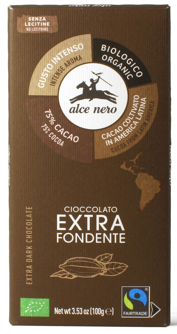Czekolada gorzka 75 % Fair Trade bezglutenowa BIO 100 g ALCE NERO