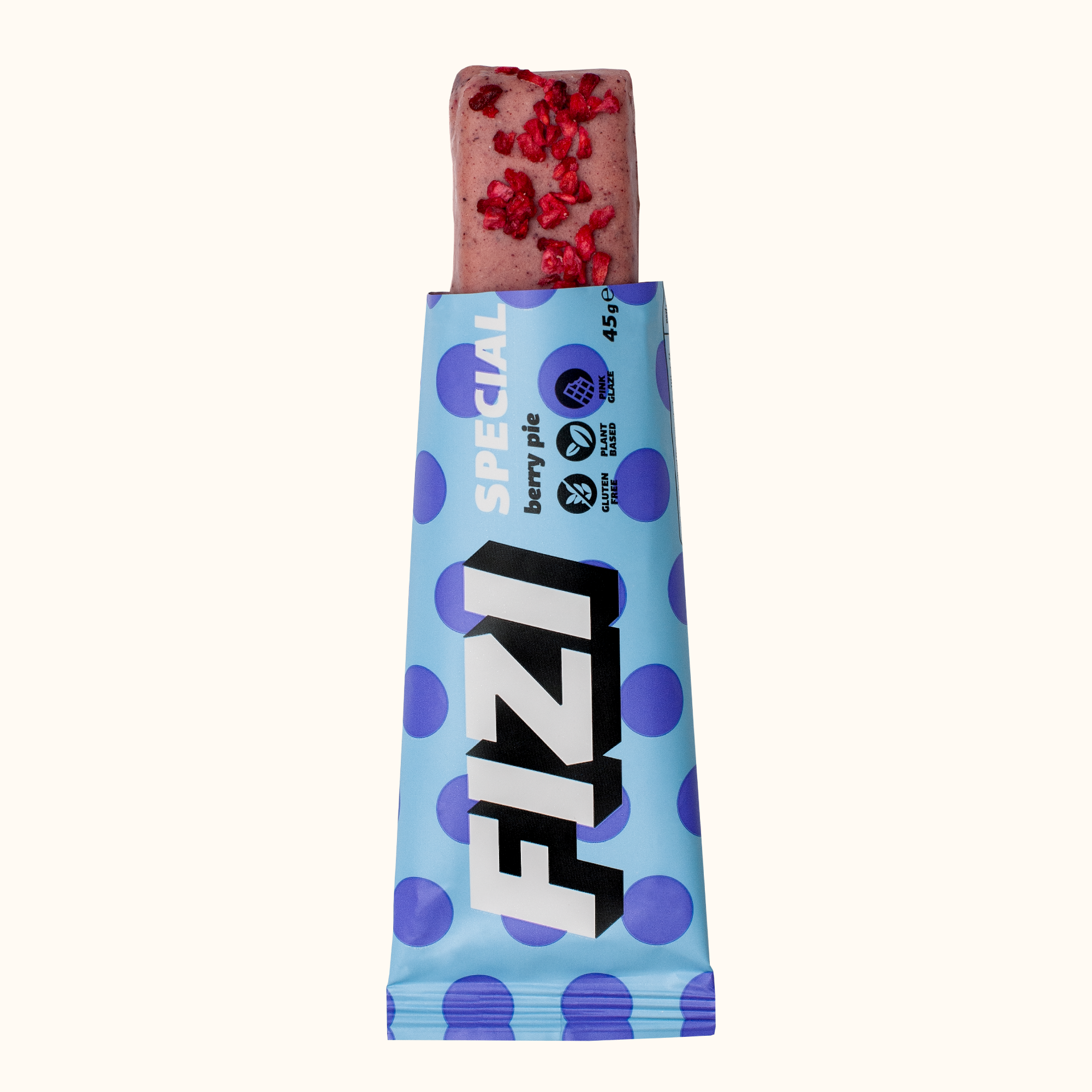 FIZI Baton w różowej polewie „BERRY PIE” jagoda malina 45g