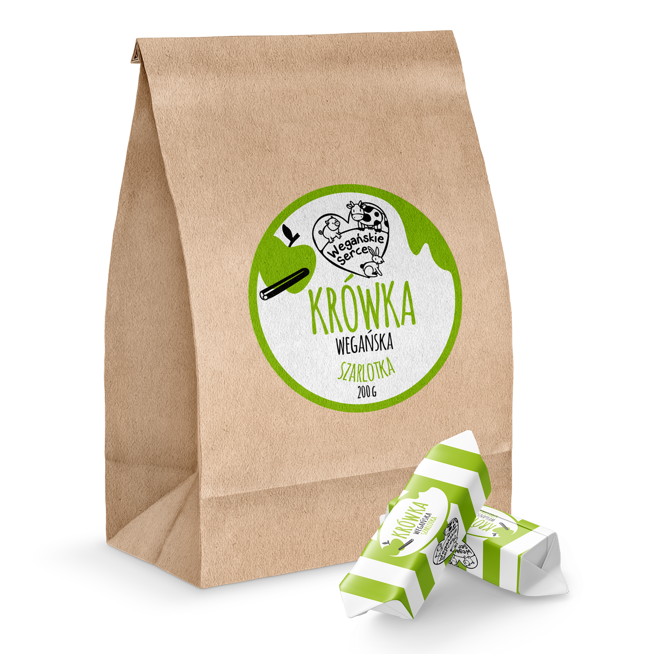 Wegańskie Serce Krówka wegańska szarlotka 200g