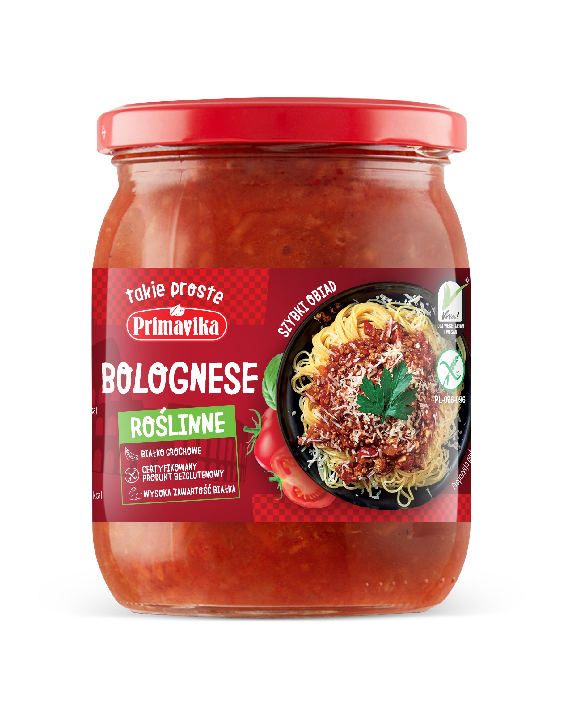 Roślinny Sos Bolognese bezglutenowy 470g Primavika