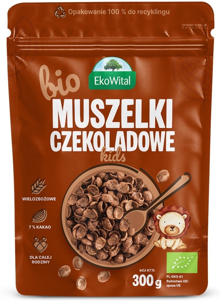 Muszelki czekoladowe BIO 300 g Eko-Wital