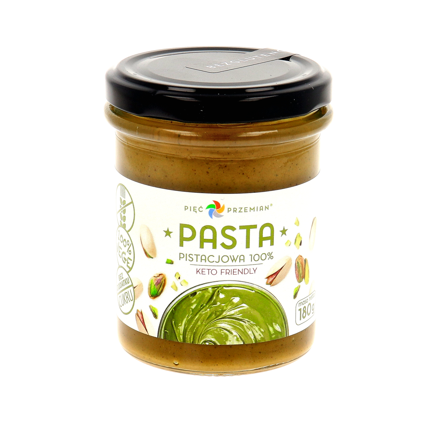 PIĘĆ PRZEMIAN Pasta pistacjowa bez dodatków cukrów bezglutenowy 180 g
