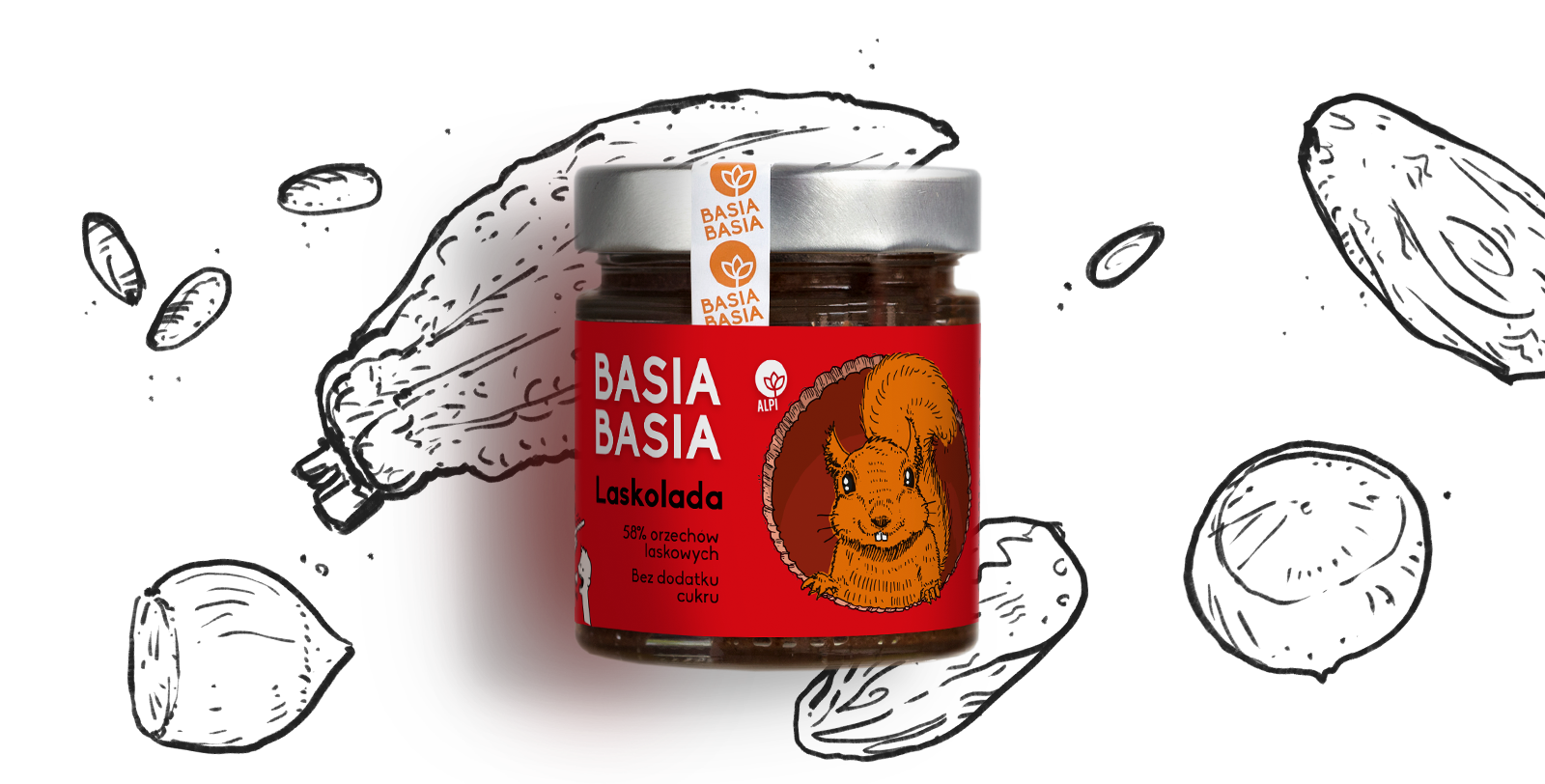 BASIA BASIA Krem z orzechów laskowych Laskolada bez cukru 210 g
