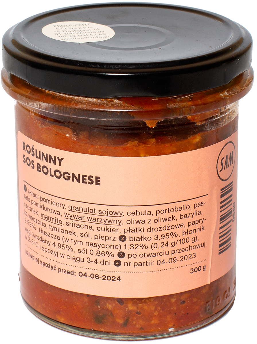 Sos roślinny bolognese SAM 300 g